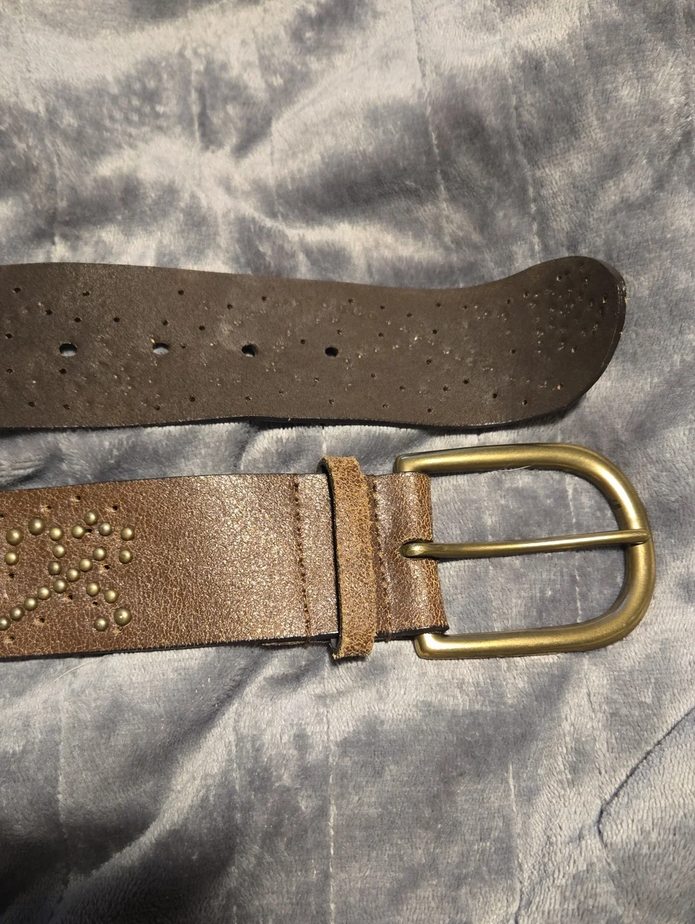 Express-Vintage Leather Studded Belt-Size Medium